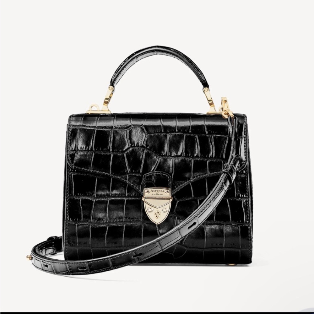 Aspinal of London Midi Mayfair Bag
Deep Shine Black Croc
